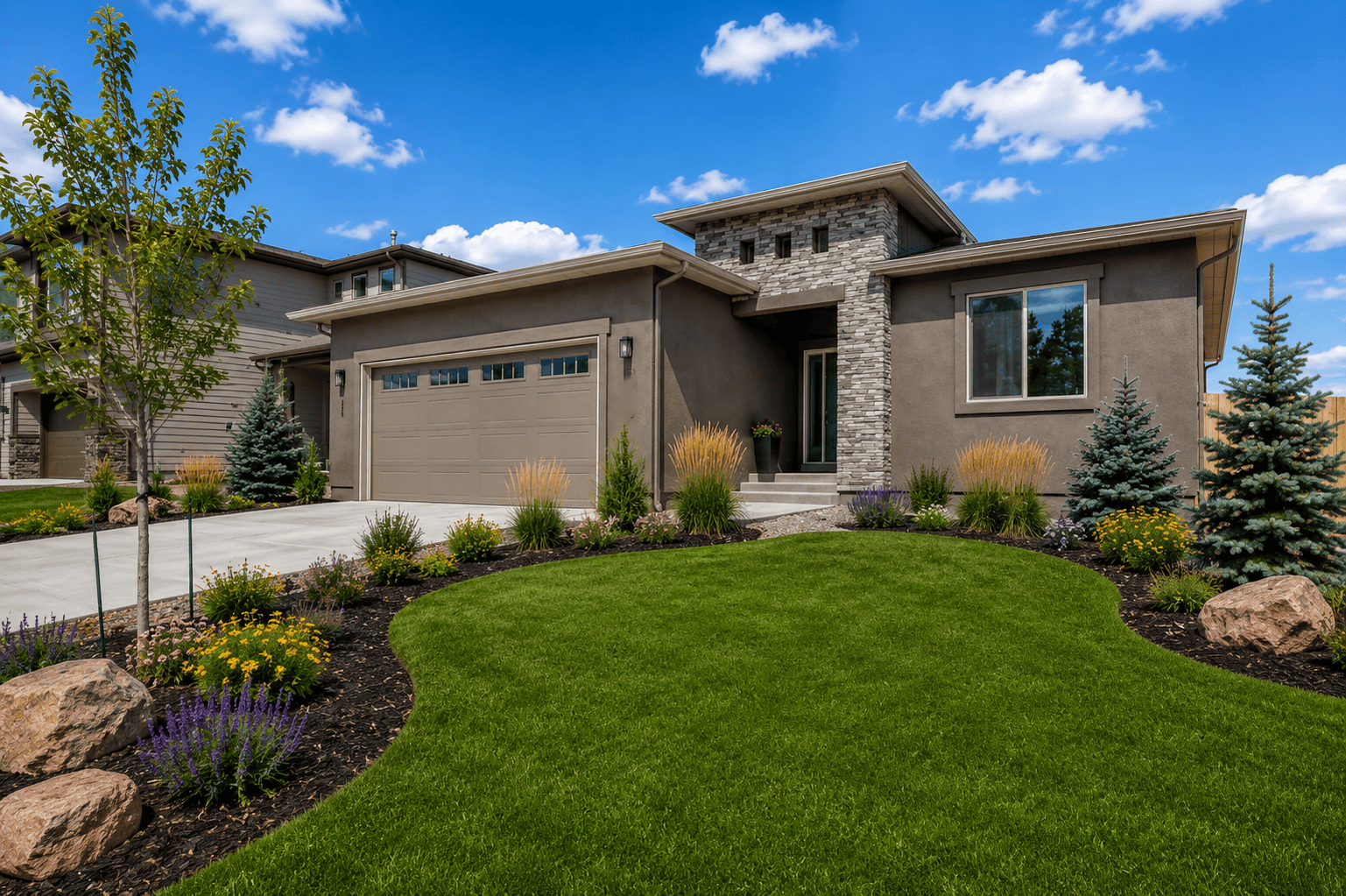 Lanscaped Front Elevation